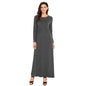 Plus Size Long Sleeve Round Neck Dress with Pockets